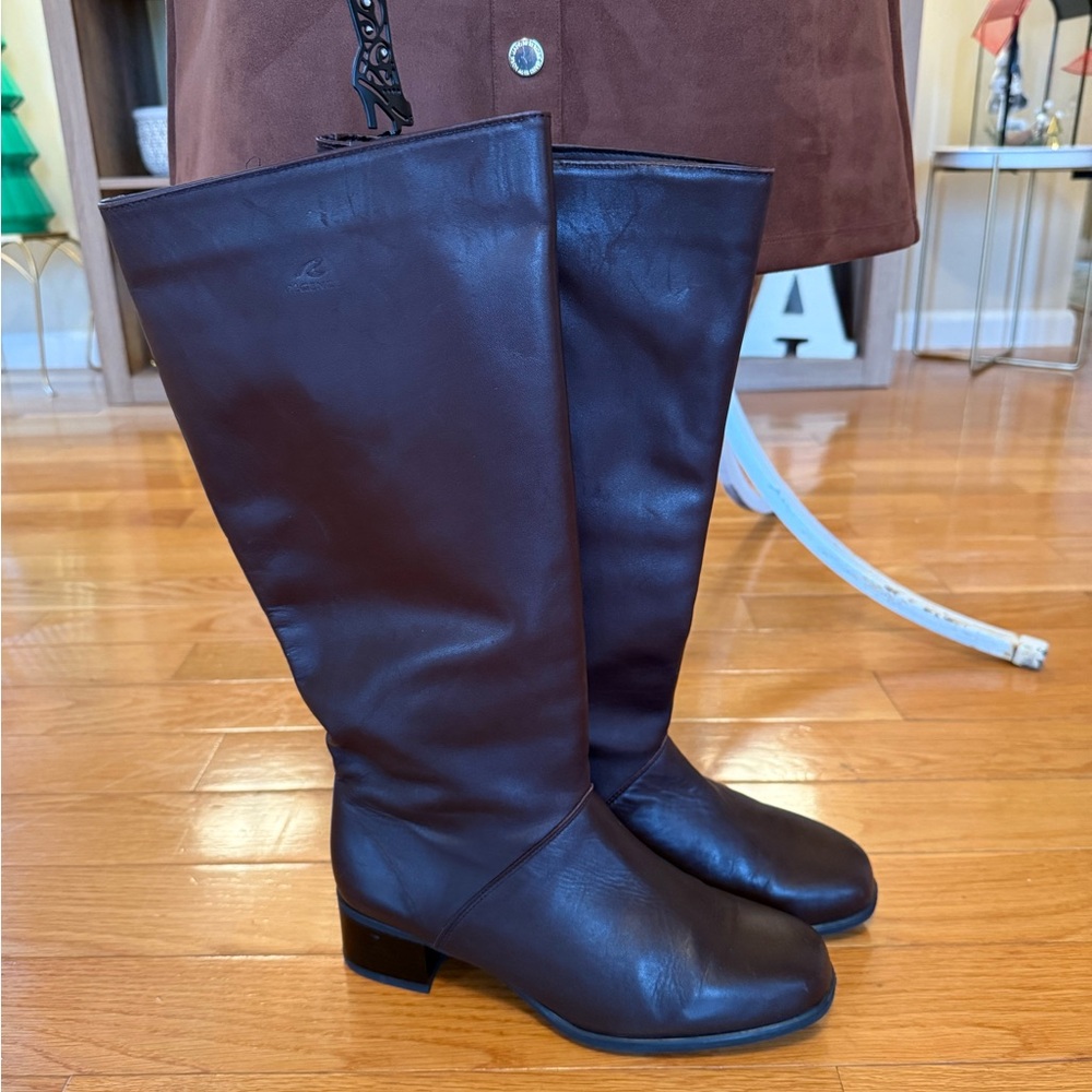 Regence Elegant Brown Leather Vintage Knee-High Boots